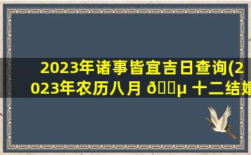 2023年诸事皆宜吉日查询(2023年农历八月 🌵 十二结婚好吗)